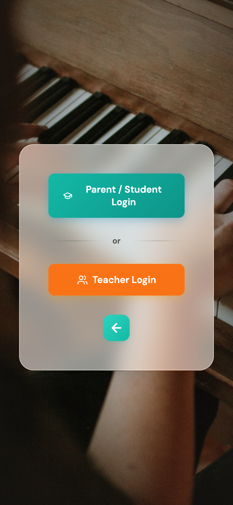 The login screen with a Parent / Student Login button and a Teacher Login button